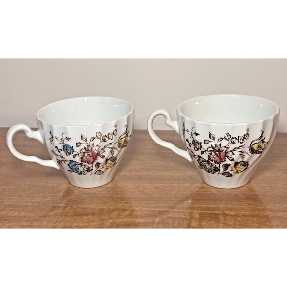 Johnson Brothers Staffordshire Multicolor Floral Brown Bouquet Flat Cup * - Picture 3 of 8